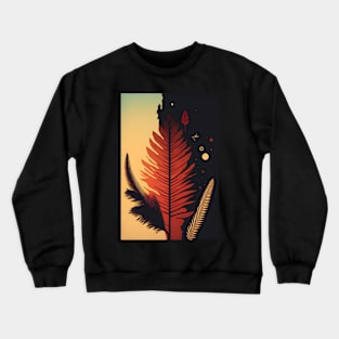 Minimal Boho Art Aesthetic Feather Artwork Warm Bohemian Crewneck Sweatshirt